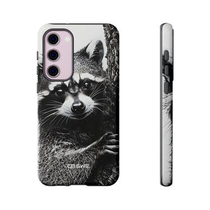 Intricate Black White Raccoon Illustration Phone Samsung S23 - Tough