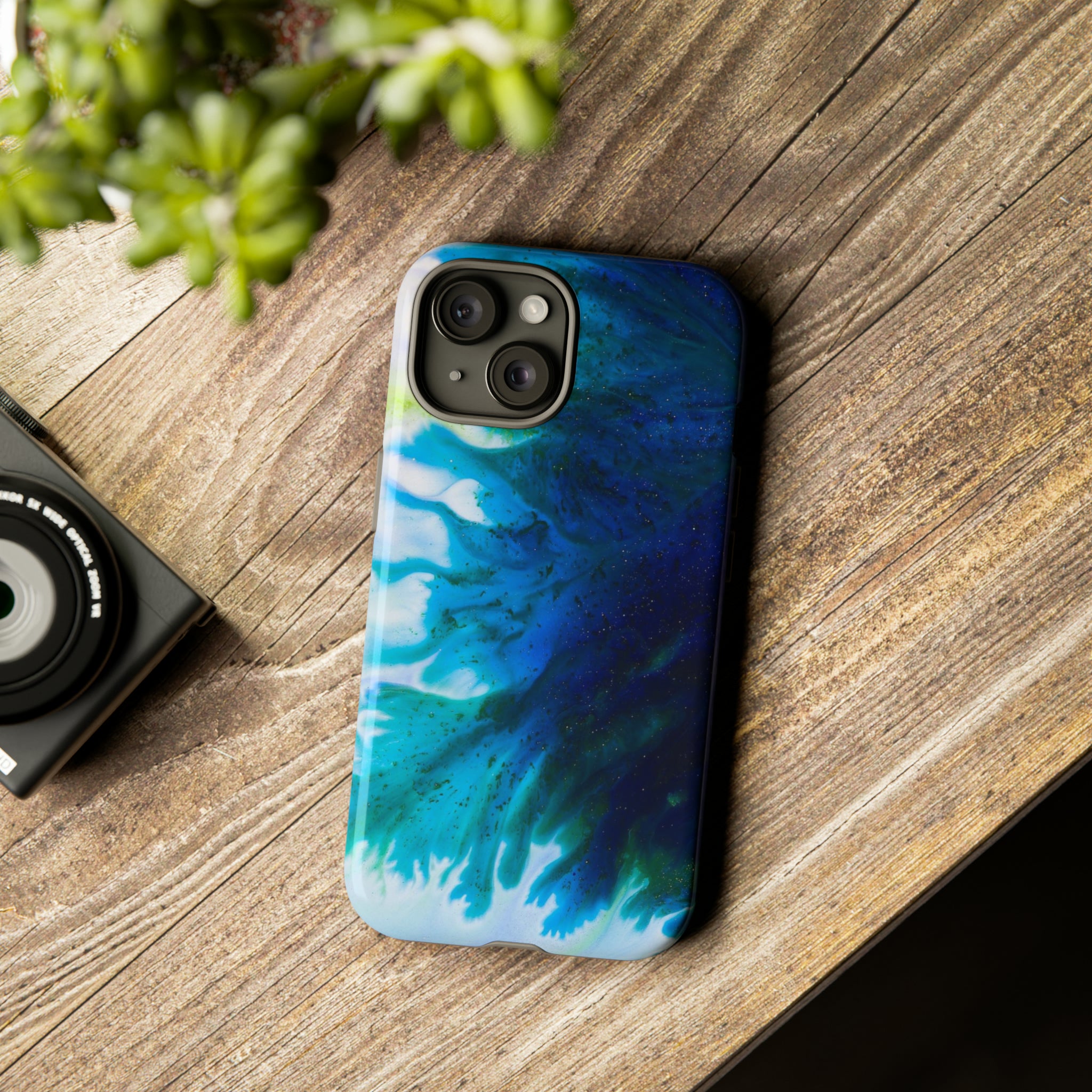 Blue Liquid Ink Art - Protective Phone Case