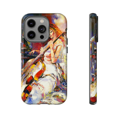 Oil panting - Girl playing Violoncello - Protective Phone Case