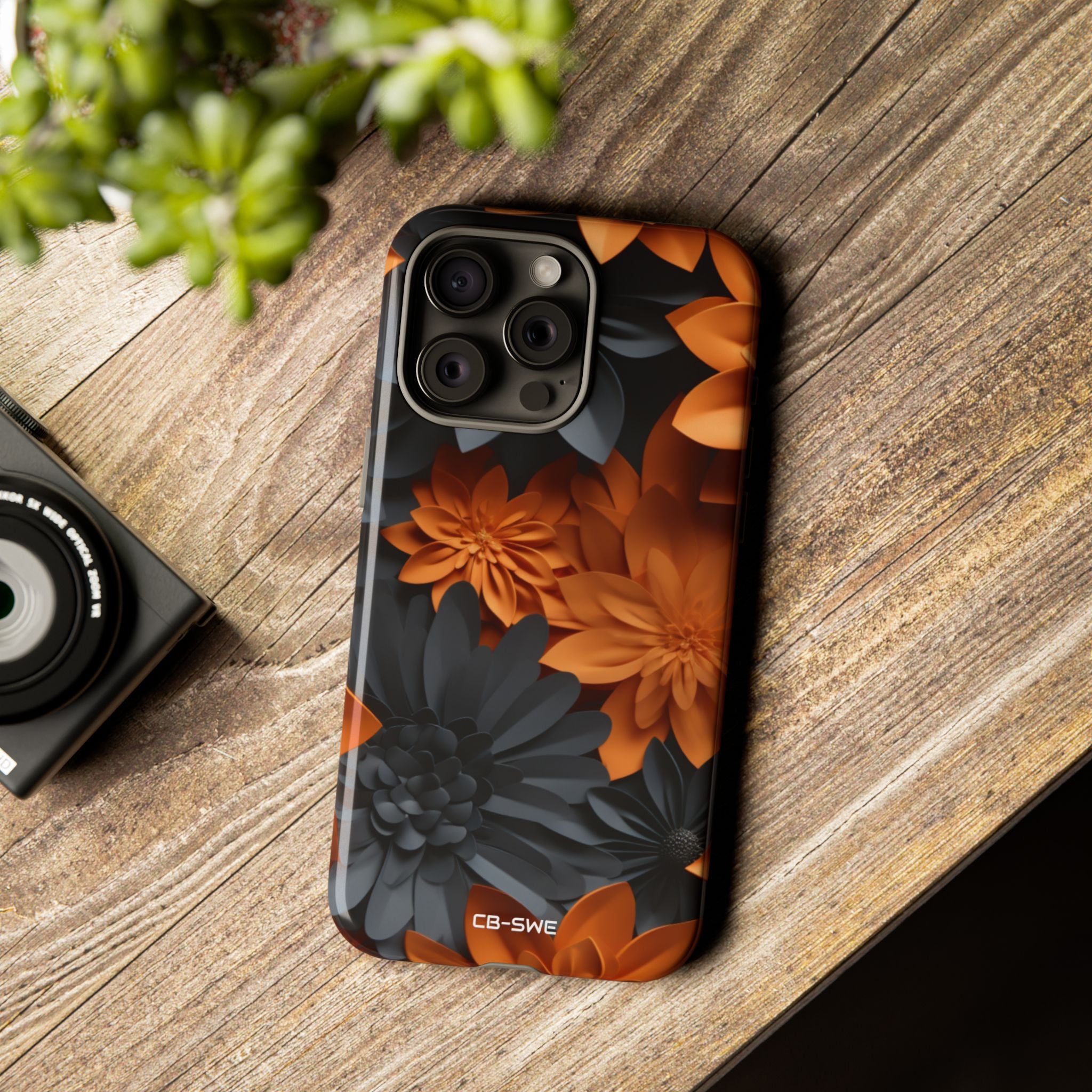 Graphical Orange Florals - iPhone Case