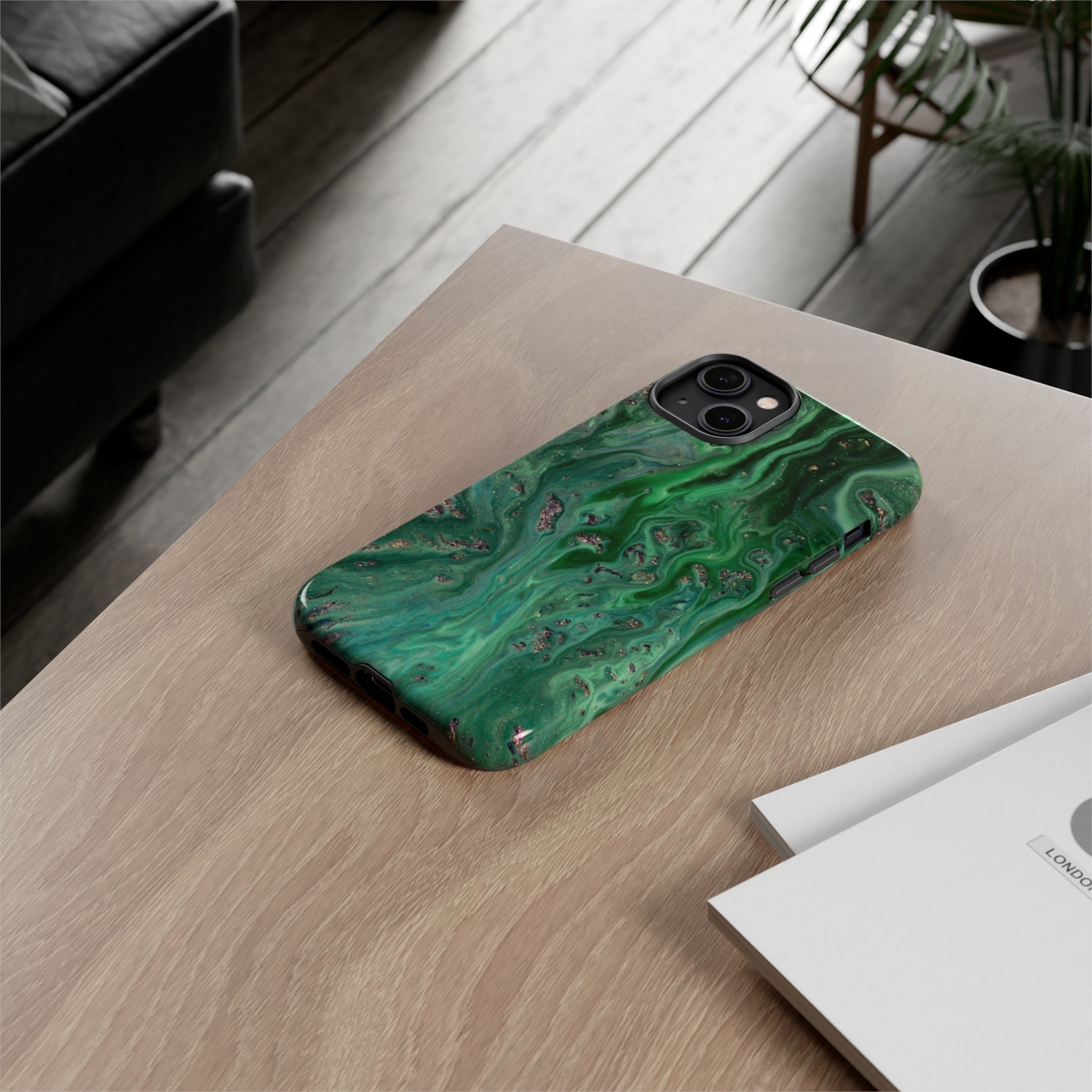 Light Green Ink Art iPhone Case (Protective) Phone Case