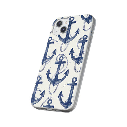 Navy Anchor Loop iPhone 14 Plus Case - Soft