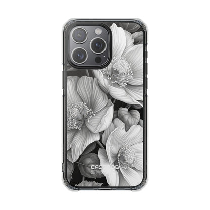 Monochrome Petal Dance iPhone 15 - Impact Clear+