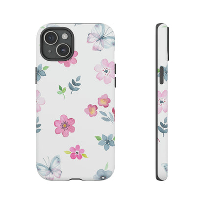 Vintage flowers and butterflies iPhone case - Protective Phone Case