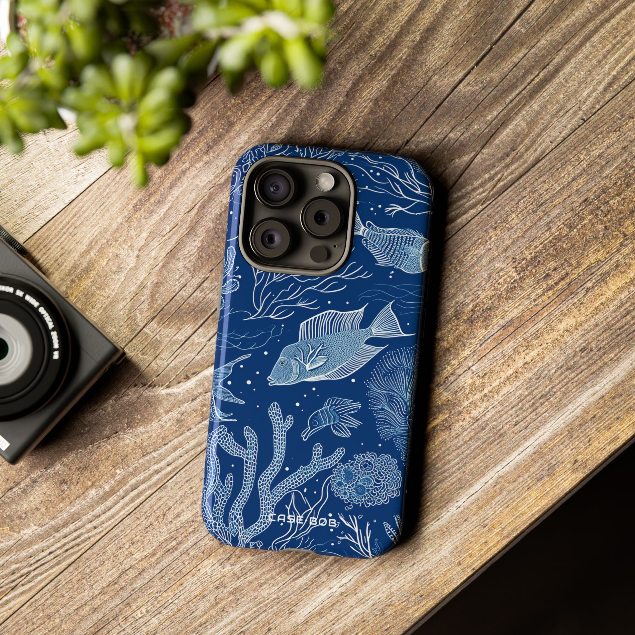 Navy Scale Reef iPhone 15 Pro Case - Tough