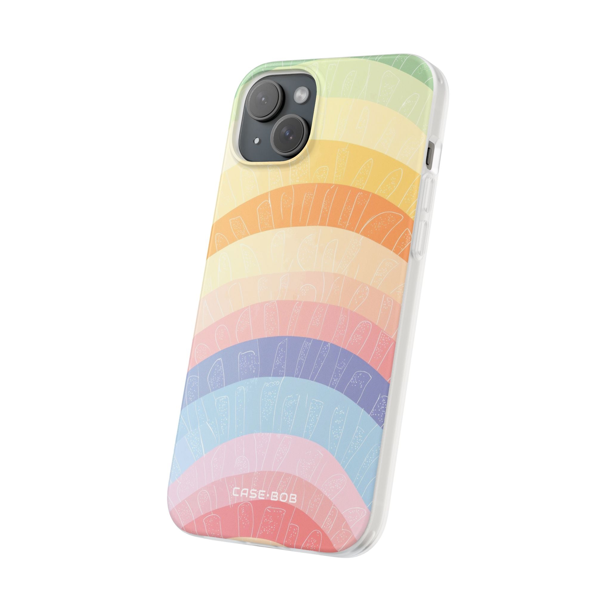 Pastel Rainbow Bands iPhone 15 Plus Case - Soft
