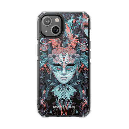 Mystic Teal Coral Mask - Clear Impact iPhone 14 Phone Case