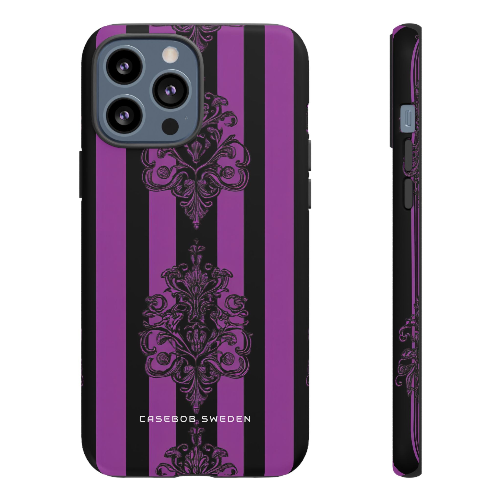 Gothic Elegance with Vertical Stripes and Ornamental Motifs iPhone 13 - Tough Phone Case