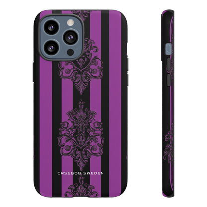 Gothic Elegance with Vertical Stripes and Ornamental Motifs iPhone 13 - Tough Phone Case