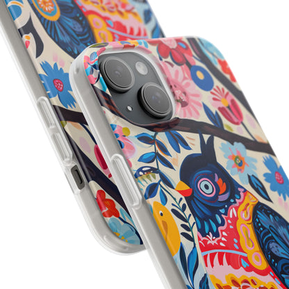 Whimsical Vintage Owl with Floral Charm iPhone 15 - Flexi Phone Case