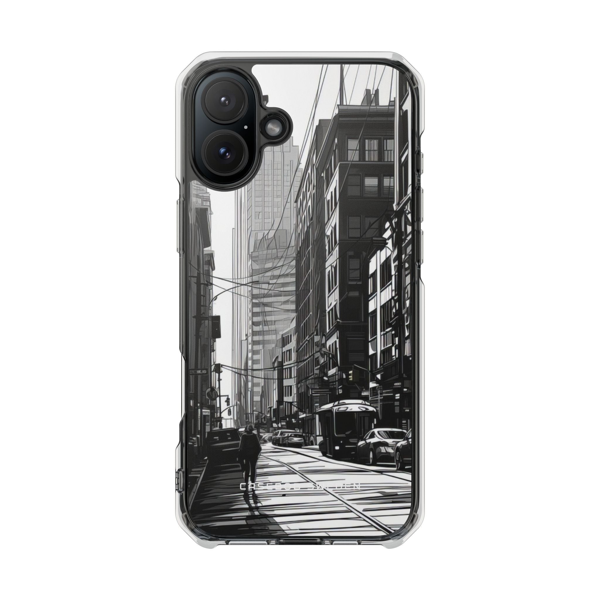 Urban Cityscape Line Perspective iPhone 16 - Clear Impact Phone Case