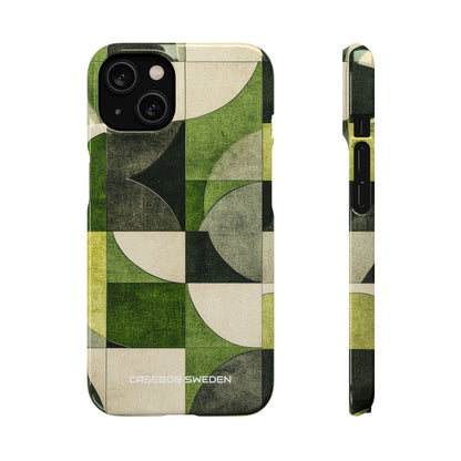 Green Geometric Harmony - Slim iPhone 14 Phone Case