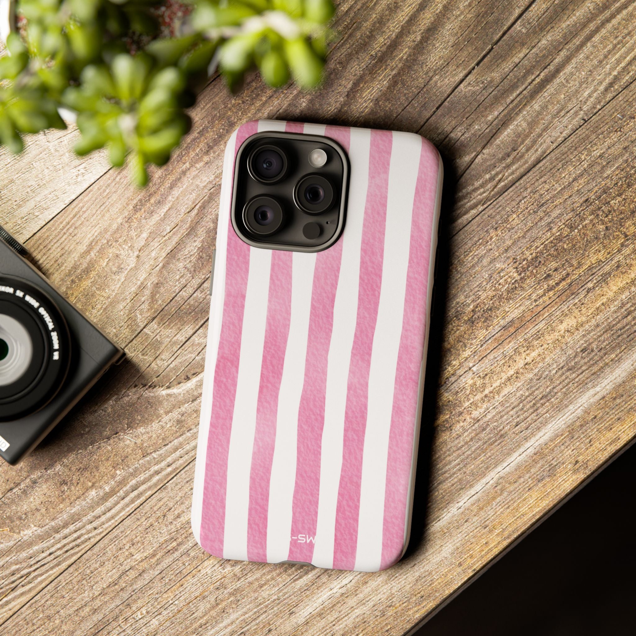 Pink Watercolor Stripes - iPhone Case