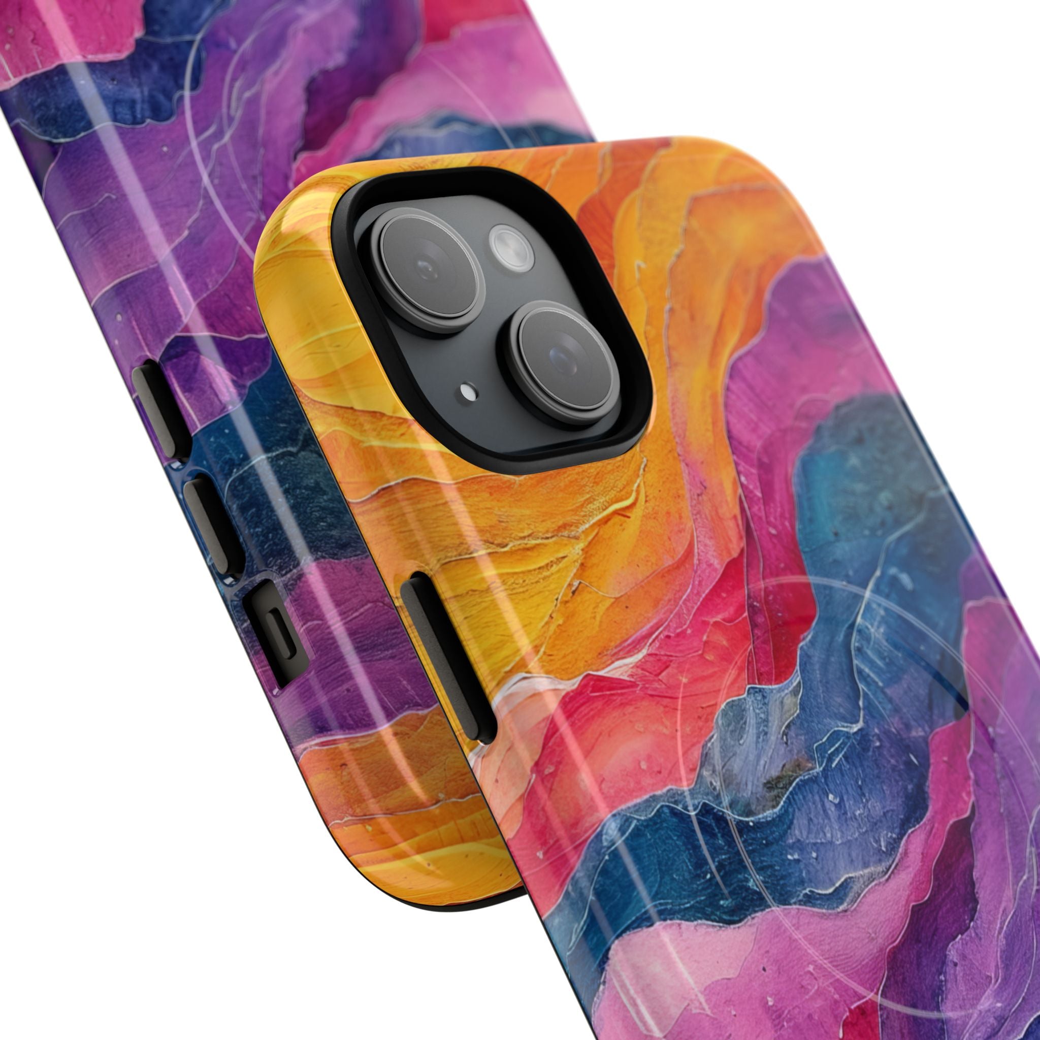 Vibrant Abstract Waves - Tough + MagSafe® iPhone 15 Phone Case