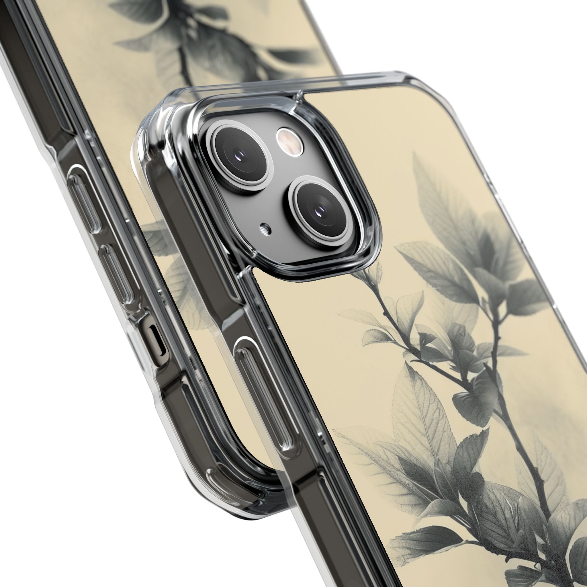 Beige Branch Art - Clear Impact iPhone 14 Phone Case