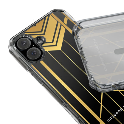 "Golden Art Deco Symmetry in Geometric Elegance" iPhone 16 - Clear Impact Phone Case