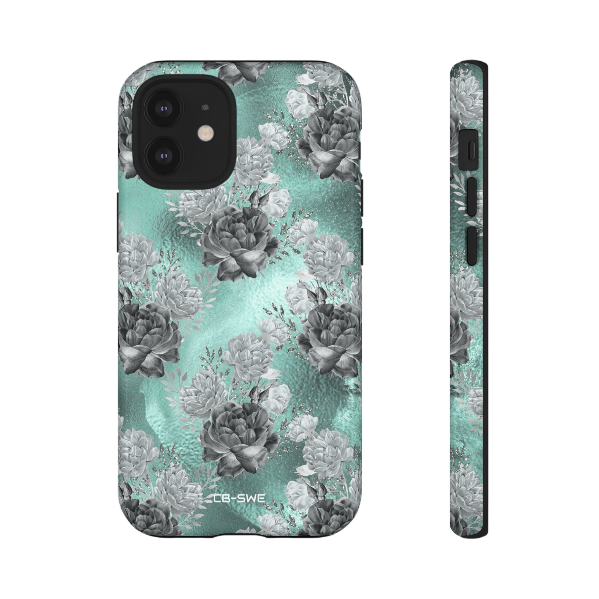 Teal Floral Elegance - iPhone Case