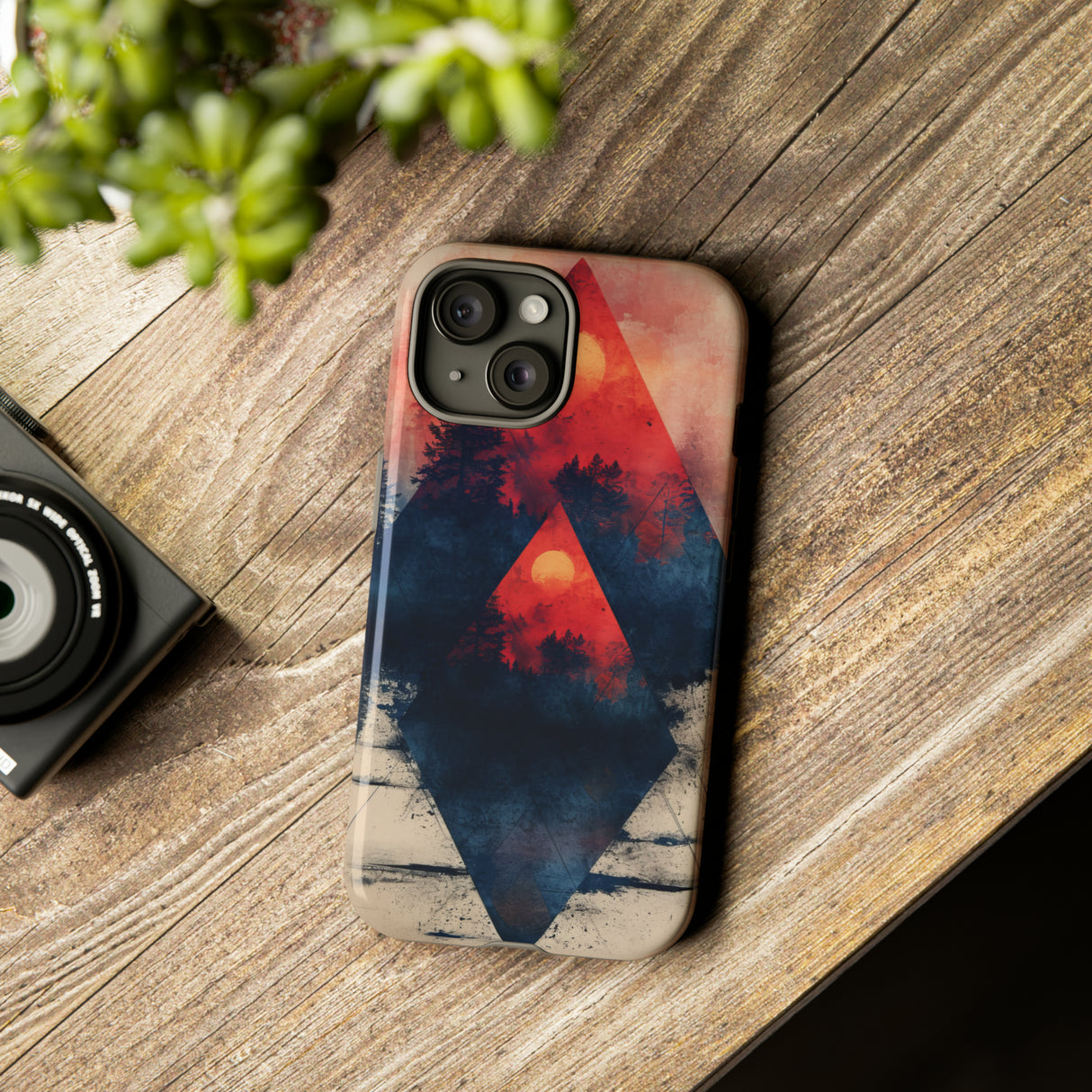 Pastel Triangle Forest Dusk - Protective Phone Case