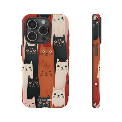 Elongated Cats Black iPhone 15 Pro Case - Tough