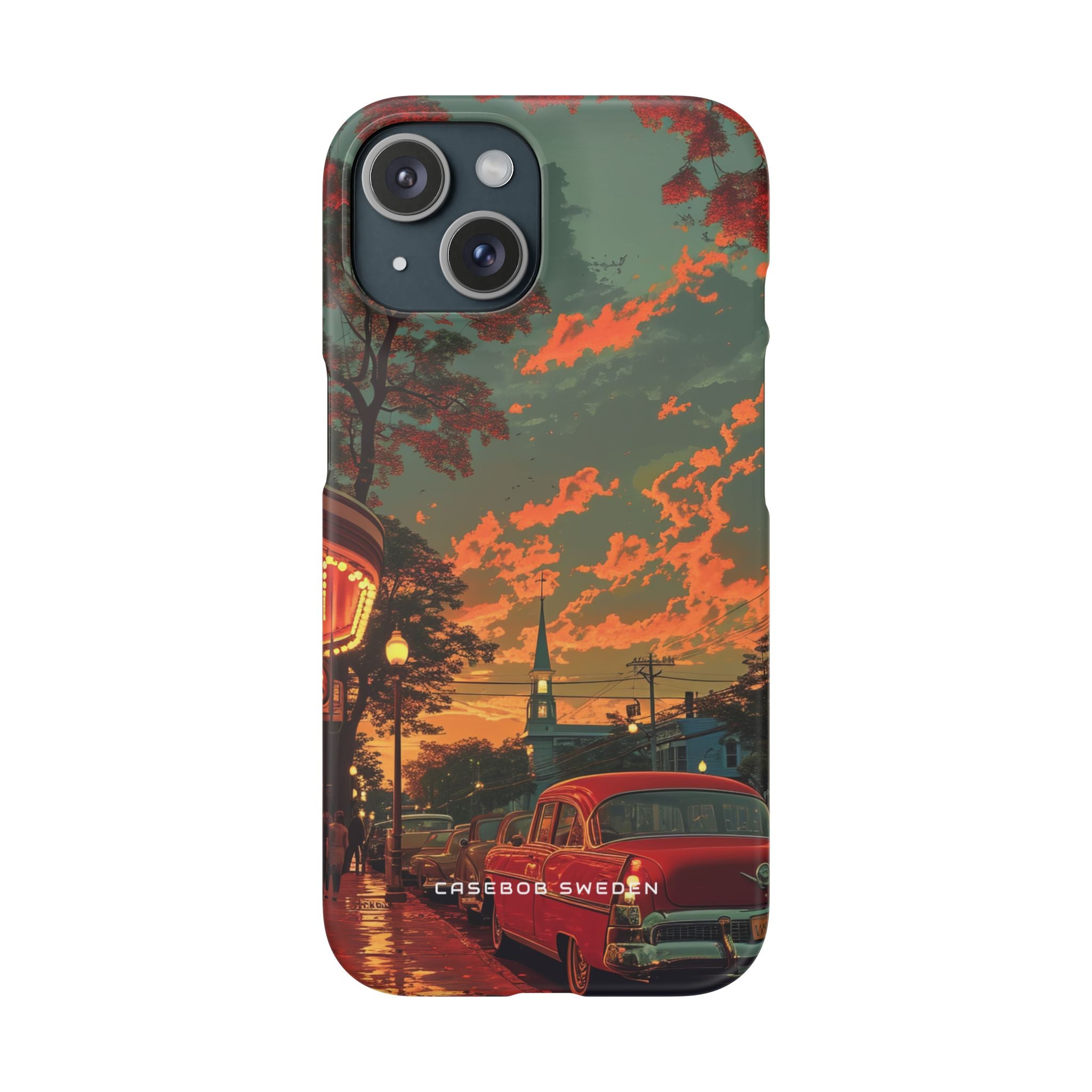 Mid-Century Nostalgia Streetscape iPhone 15 - Slim Phone Case