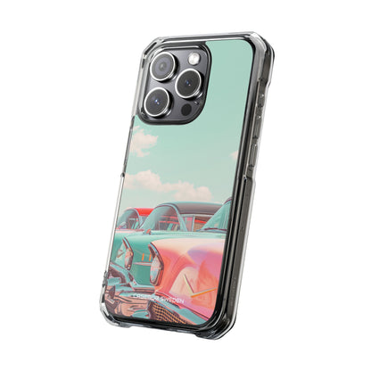 Vintage Turquoise Cars - Clear Impact iPhone 15 Phone Case