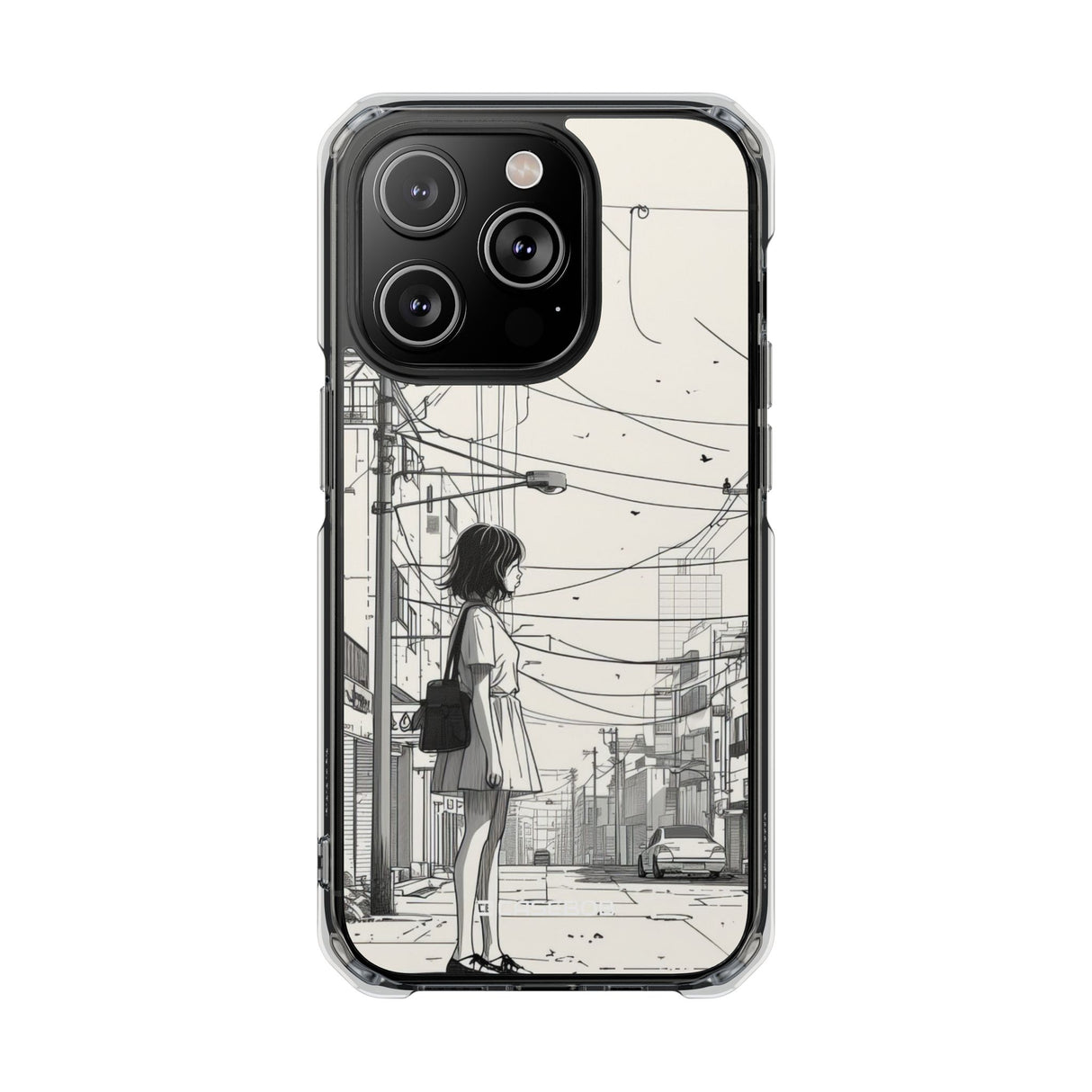 Urban Solitude Sketch - Phone Case for iPhone (Clear Impact - Magnetic)