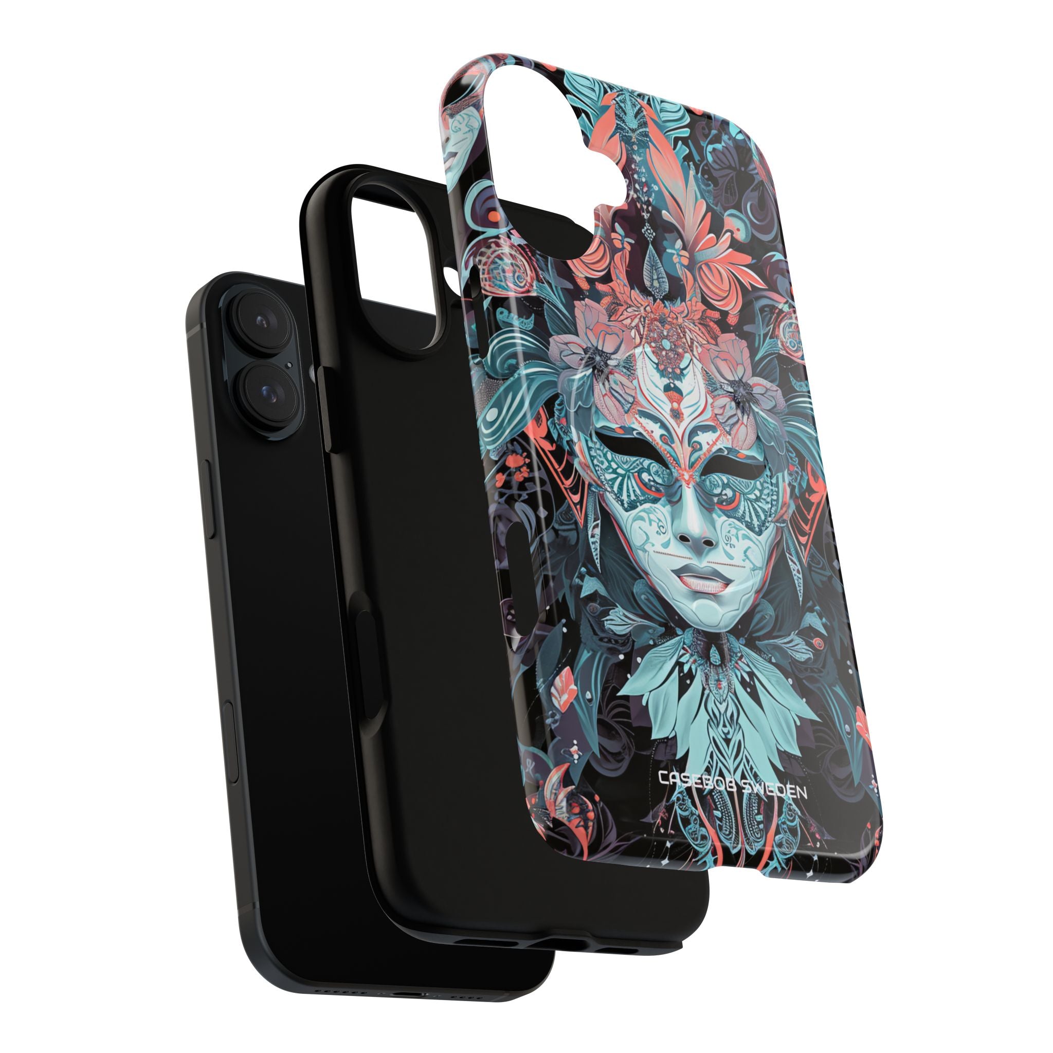 Mystic Teal Coral Mask - Tough + MagSafe® iPhone 16 Phone Case