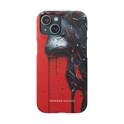 Textured Crimson Bloom iPhone 15 - Slim Phone Case