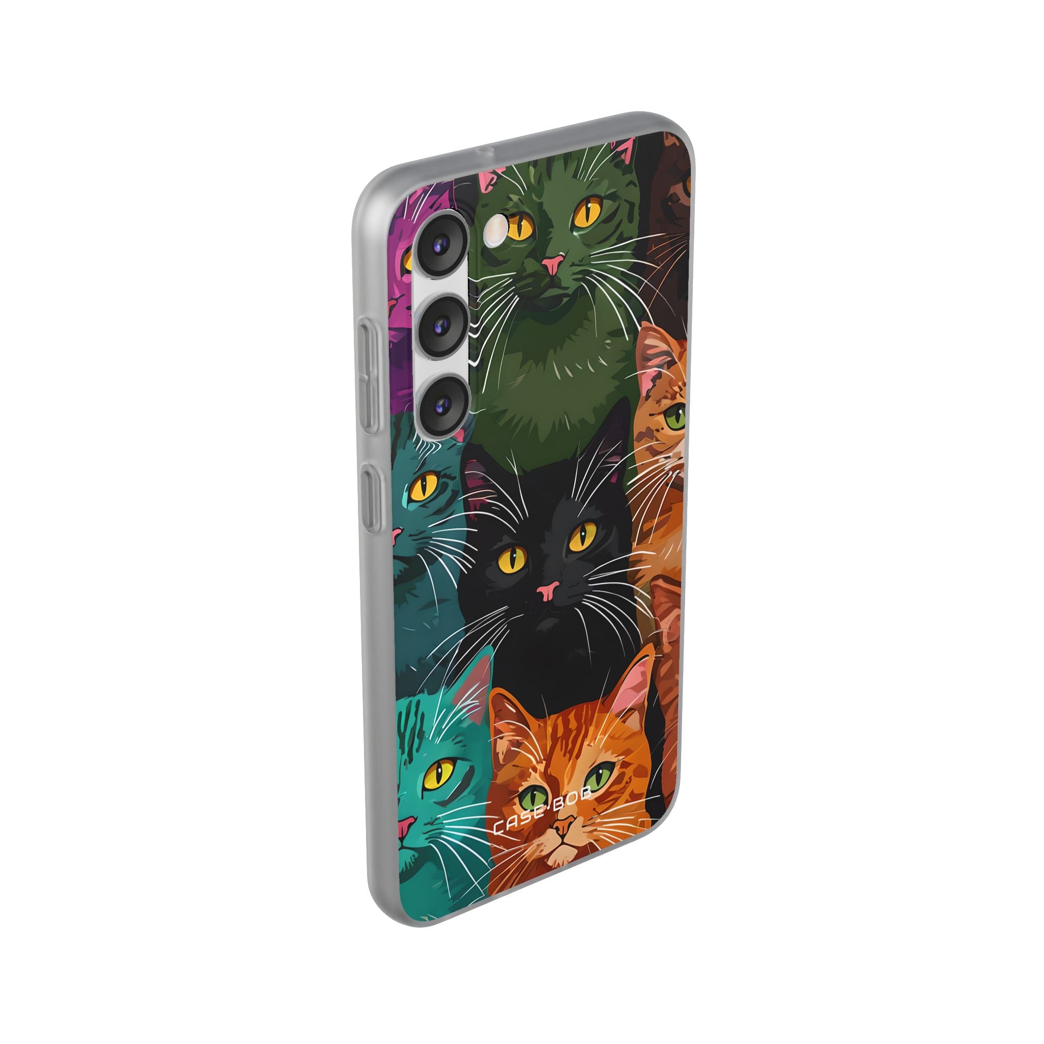 Teal Cat Grid Samsung S23 Plus Case - Soft