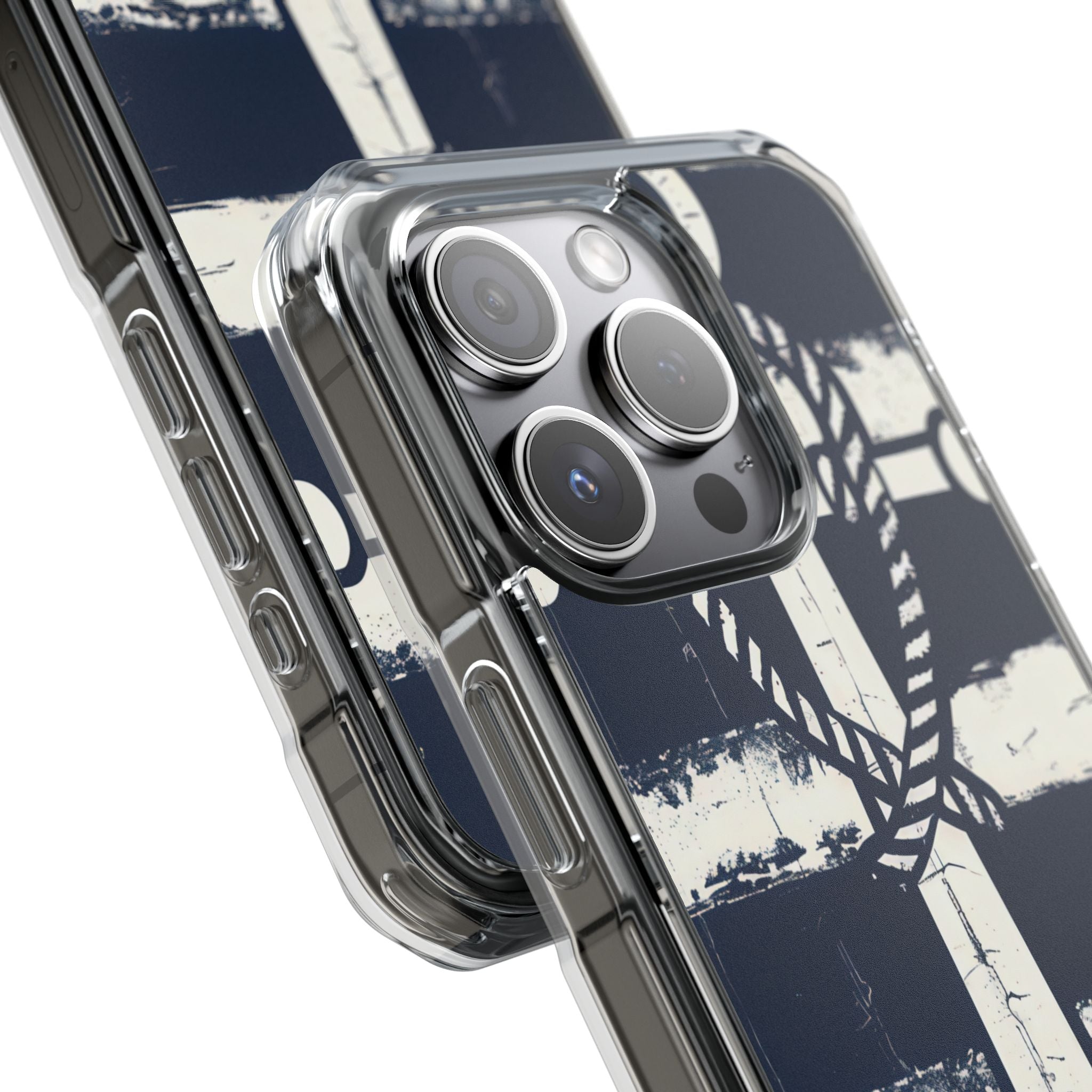 Navy Anchor Stripes iPhone 15 - Impact Clear+