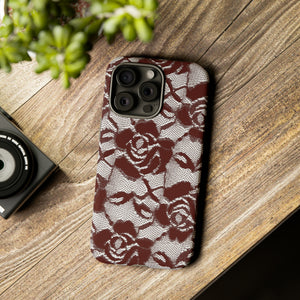 Red Lace Gothic Flower - Protective Phone Case