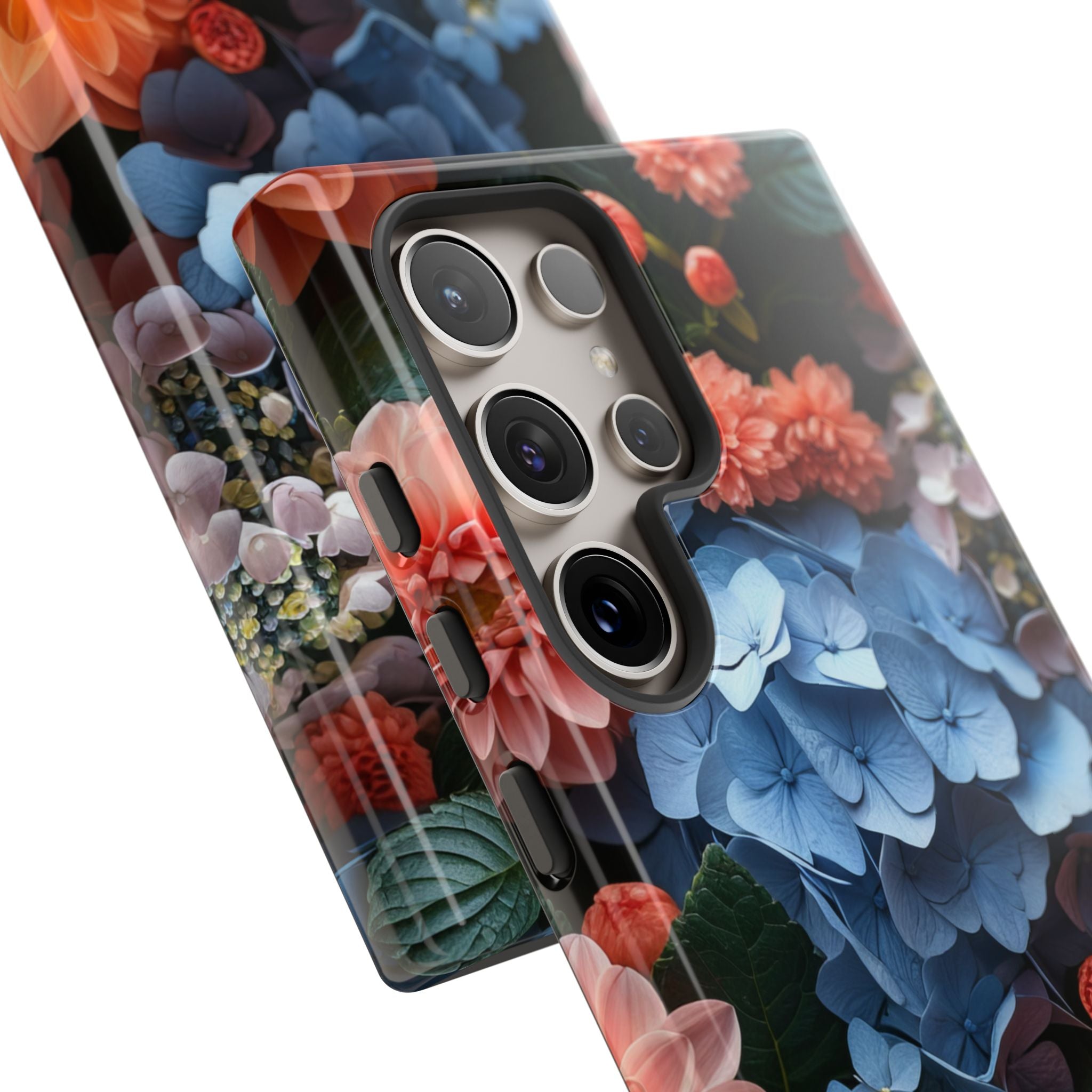 Blue Floral Bliss - Tough Samsung S24 Phone Case