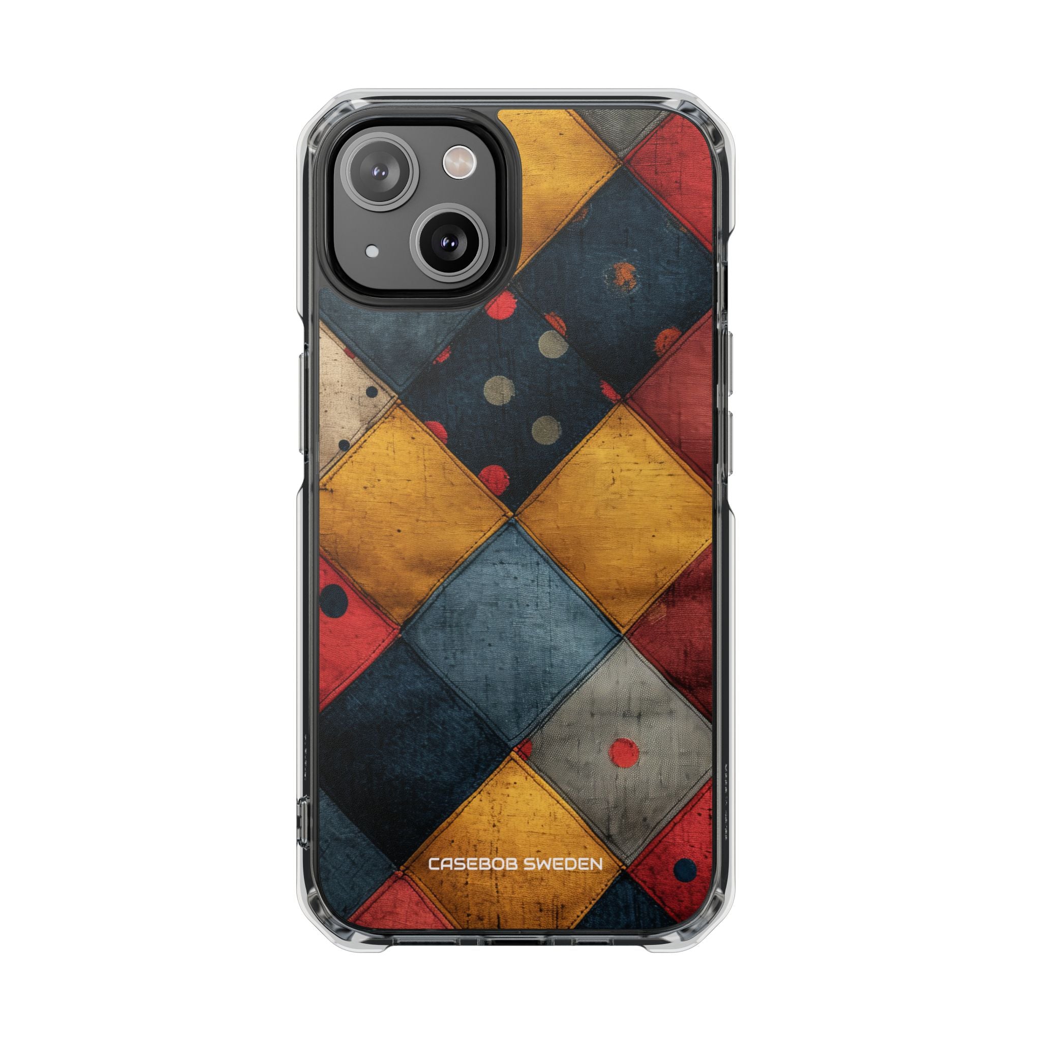 Blau-Rotes Patchwork - Clear Impact iPhone 14 Handyhülle