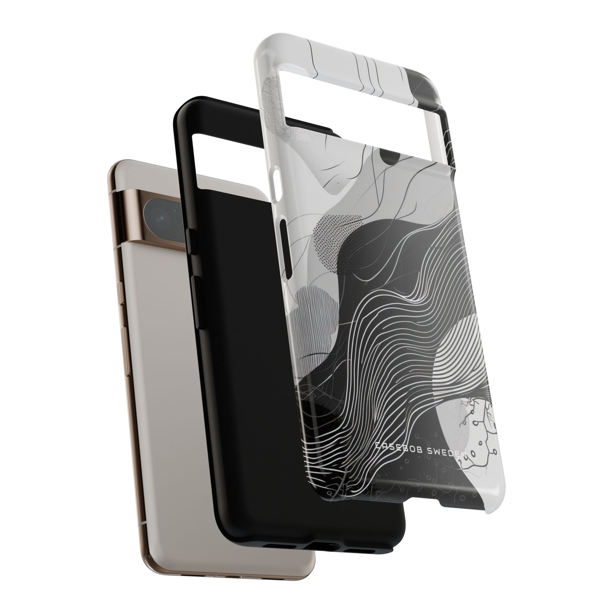 Fluid Rhythms: Monochrome Line Flow Google Pixel 8 - Tough Phone Case