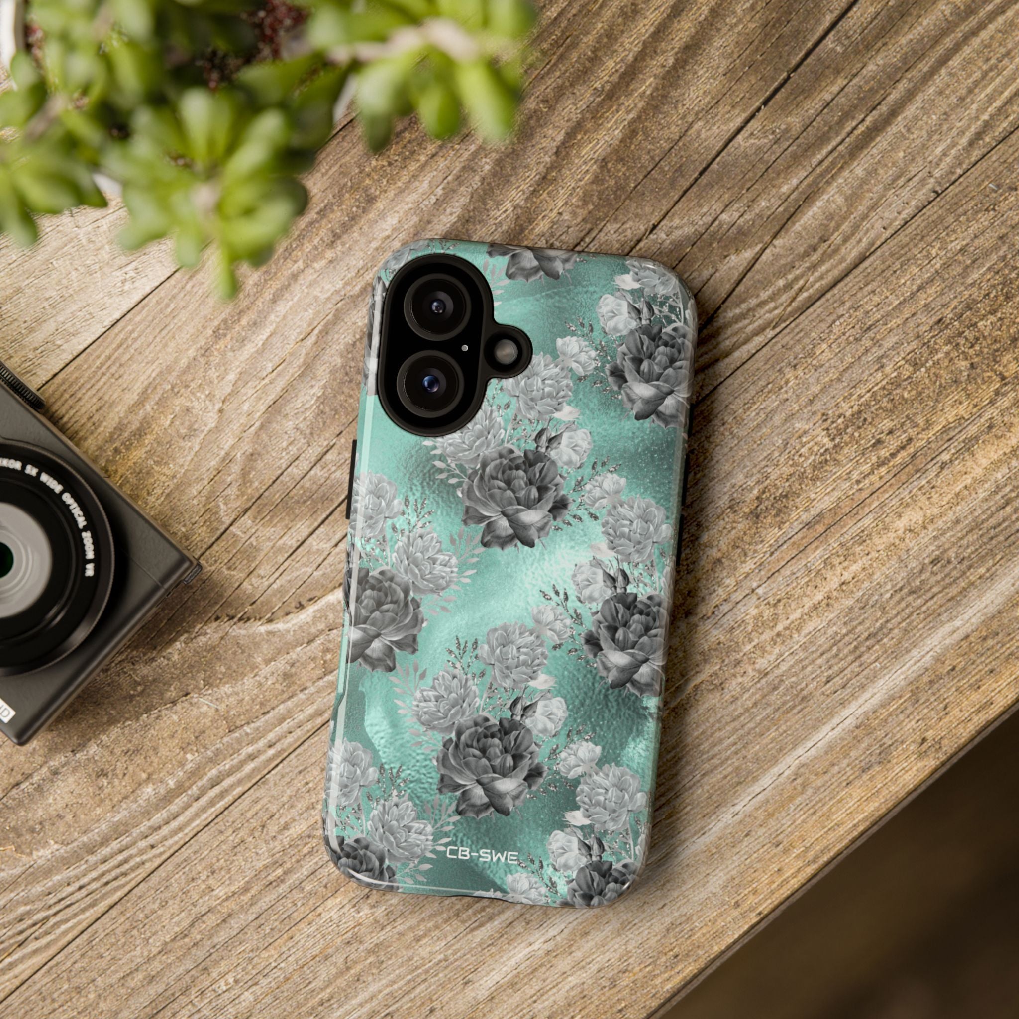 Teal Floral Elegance - iPhone Case