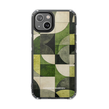 Green Geometric Harmony - Clear Impact iPhone 14 Phone Case