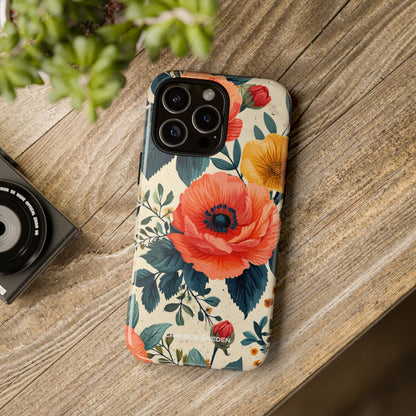 Vibrant Botanical Poppies - Tough iPhone 16 Phone Case