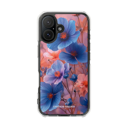 Blue Peach Blossoms - Clear Impact iPhone 16 Phone Case