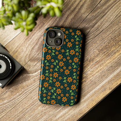 Green Flower Pattern - Protective Phone Case