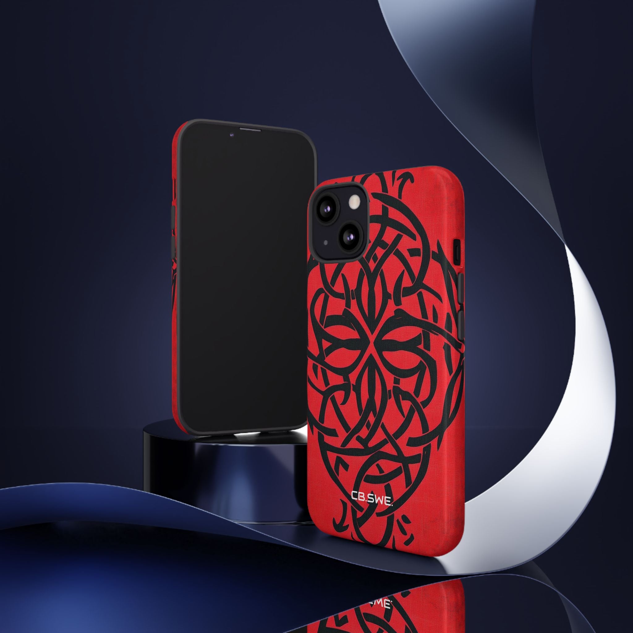 Beautiful Red Symmetric Celtic Symbols Gothic Standard iPhone 13 - Tough