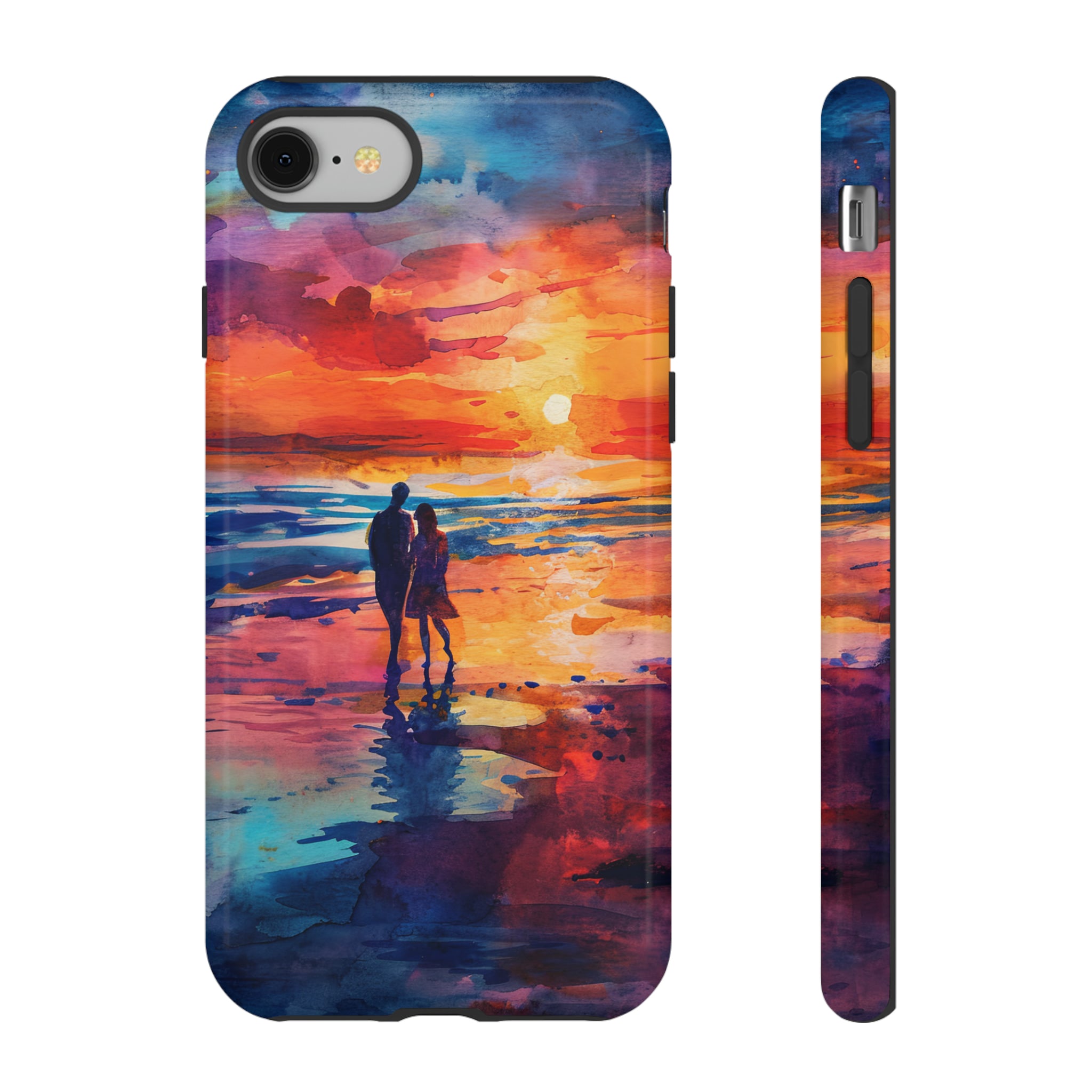 Beach Sunset Love Silhouettes - Protective Phone Case