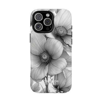 Grayscale Floral Harmony iPhone 16 - Tough+