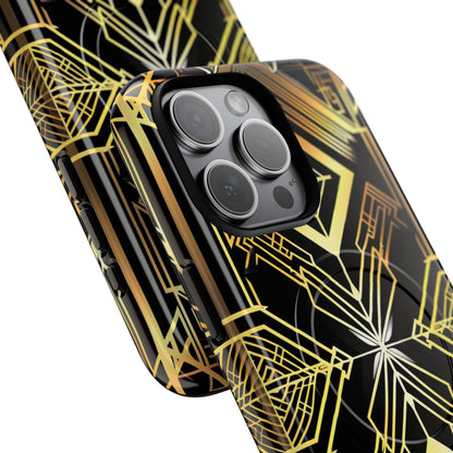 Golden Geometric Opulence iPhone 15 | Tough+ Phone Case