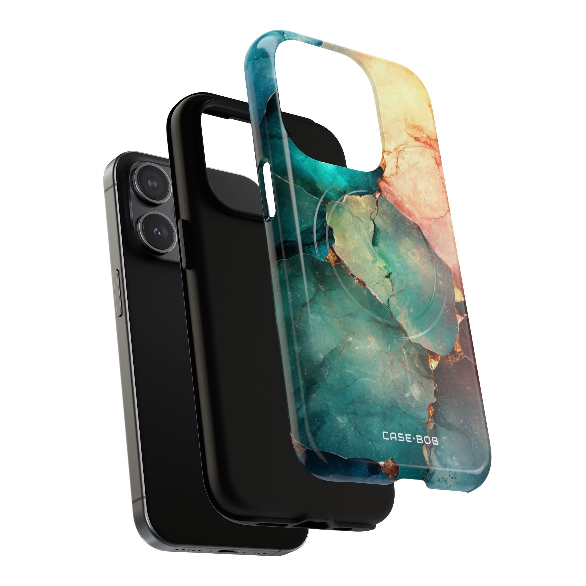 Teal Mosaic Veins iPhone 15 Pro Case - Tough+