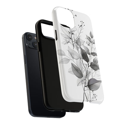 Veined Leaves Gray iPhone 14 Plus Case - Tough+