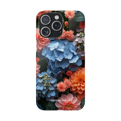 Blue Floral Bliss - Slim iPhone 15 Phone Case