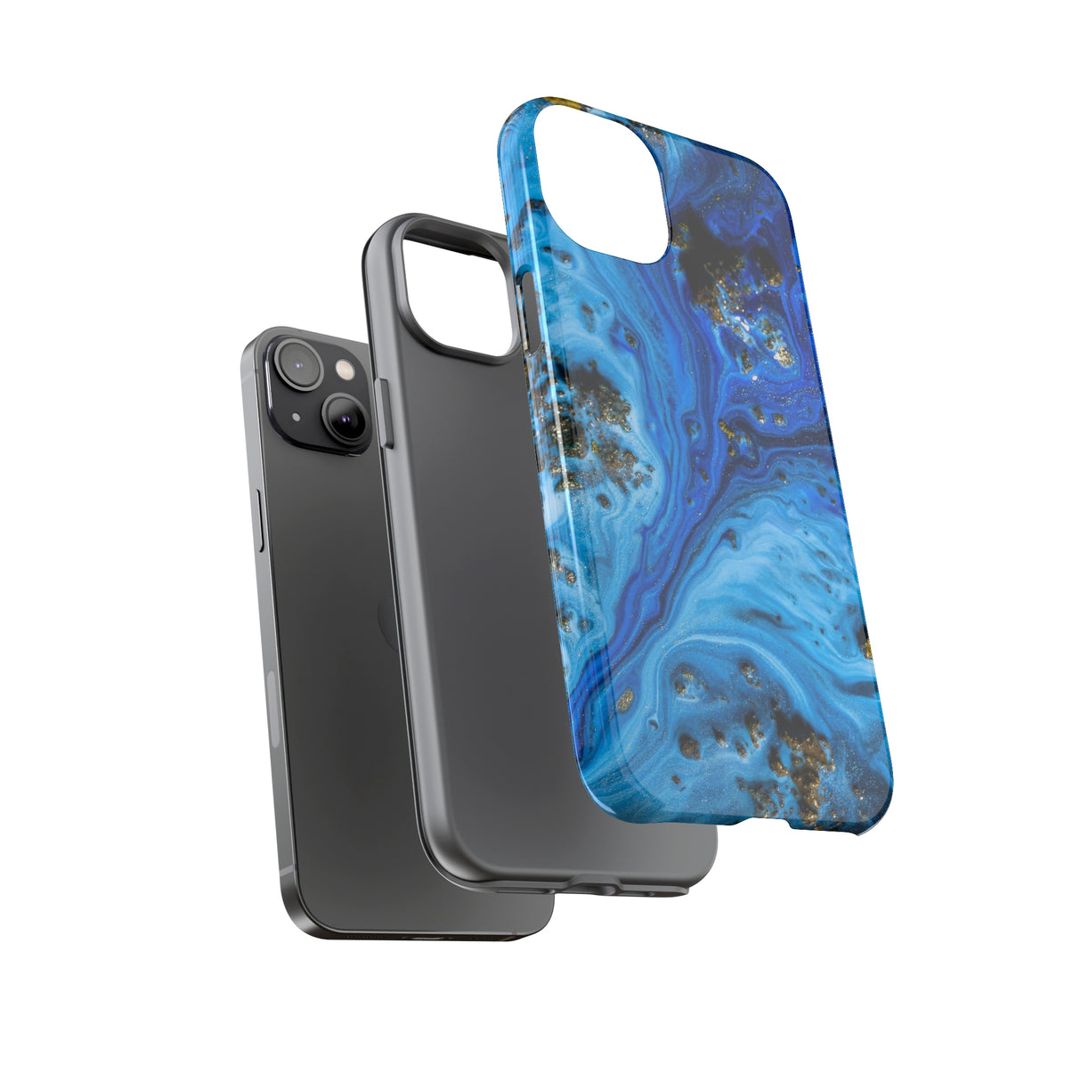 Blue Ice Melt Ink Art iPhone Case (Protective) Phone Case