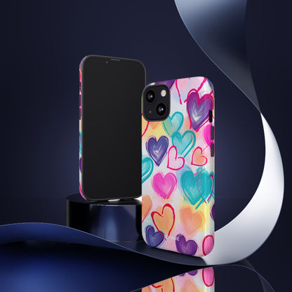 Hearts Dance Playfully - iPhone Case