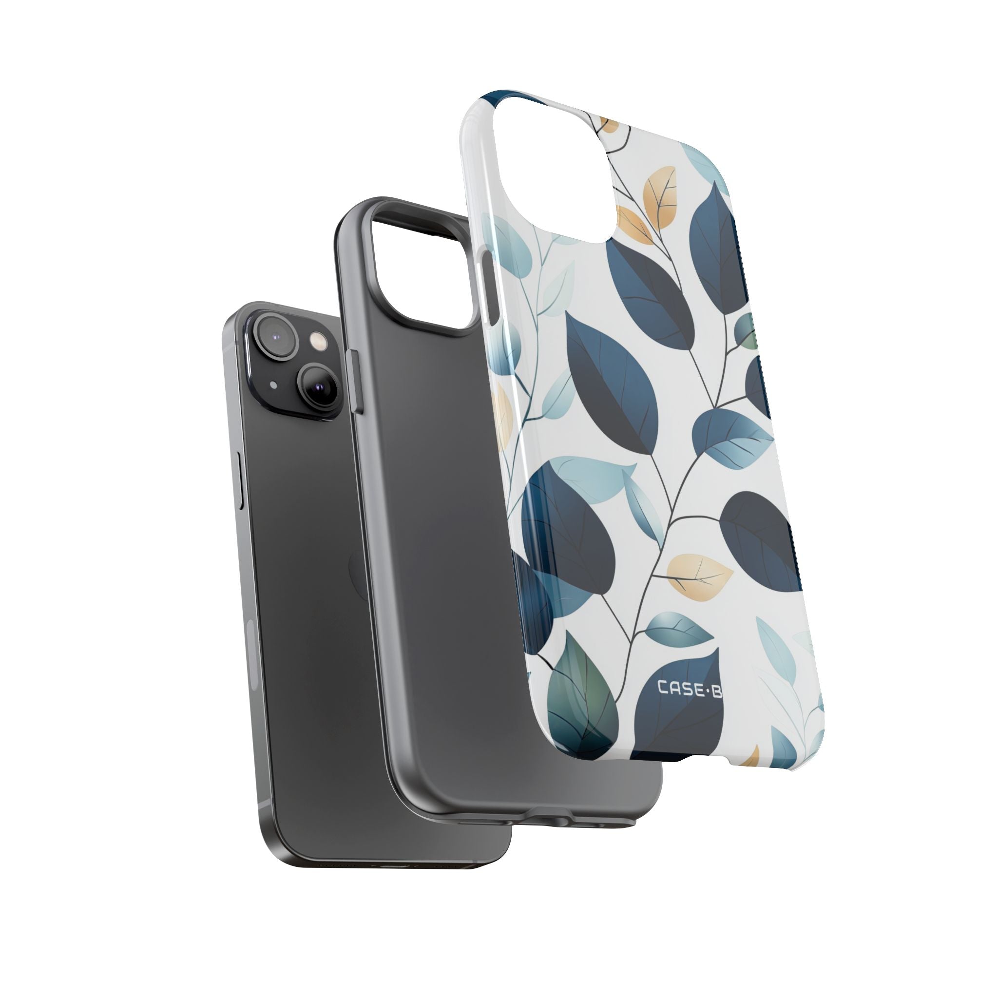 Navy Leaf Veins iPhone 14 Plus Case - Tough