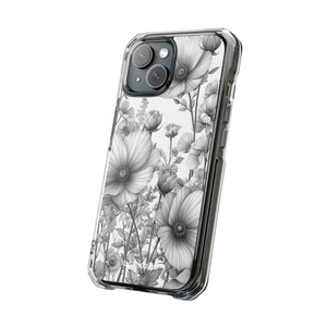 Monochrome Flora - Phone Case for iPhone (Clear Impact - Magnetic)